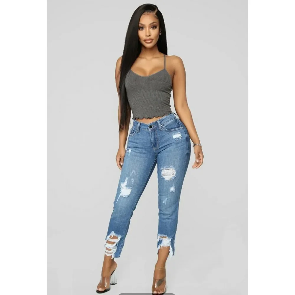Fashion Nova Distressed Jeans Sz 13 - Picture 1 of 3